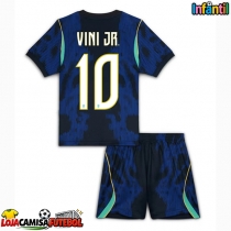 Camisa de Futebol Brasil Vinicius Junior #10 Equipamento Secundário Infantil Mundo 2026 Manga Curta (+ Calças curtas)